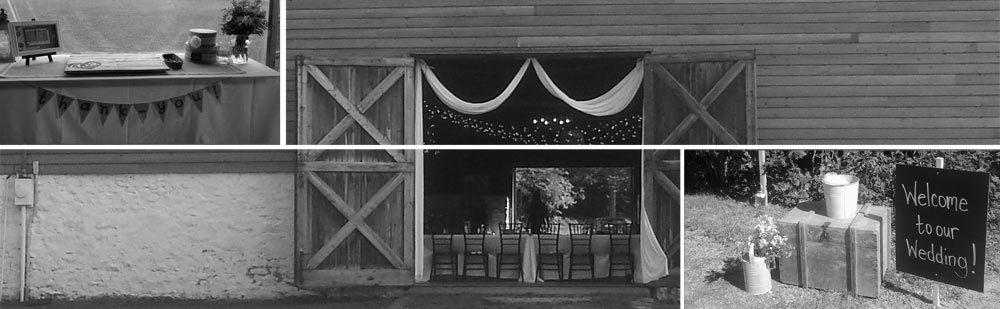 wedding rentals, straw bales, wooden centerpieces, antique painted table